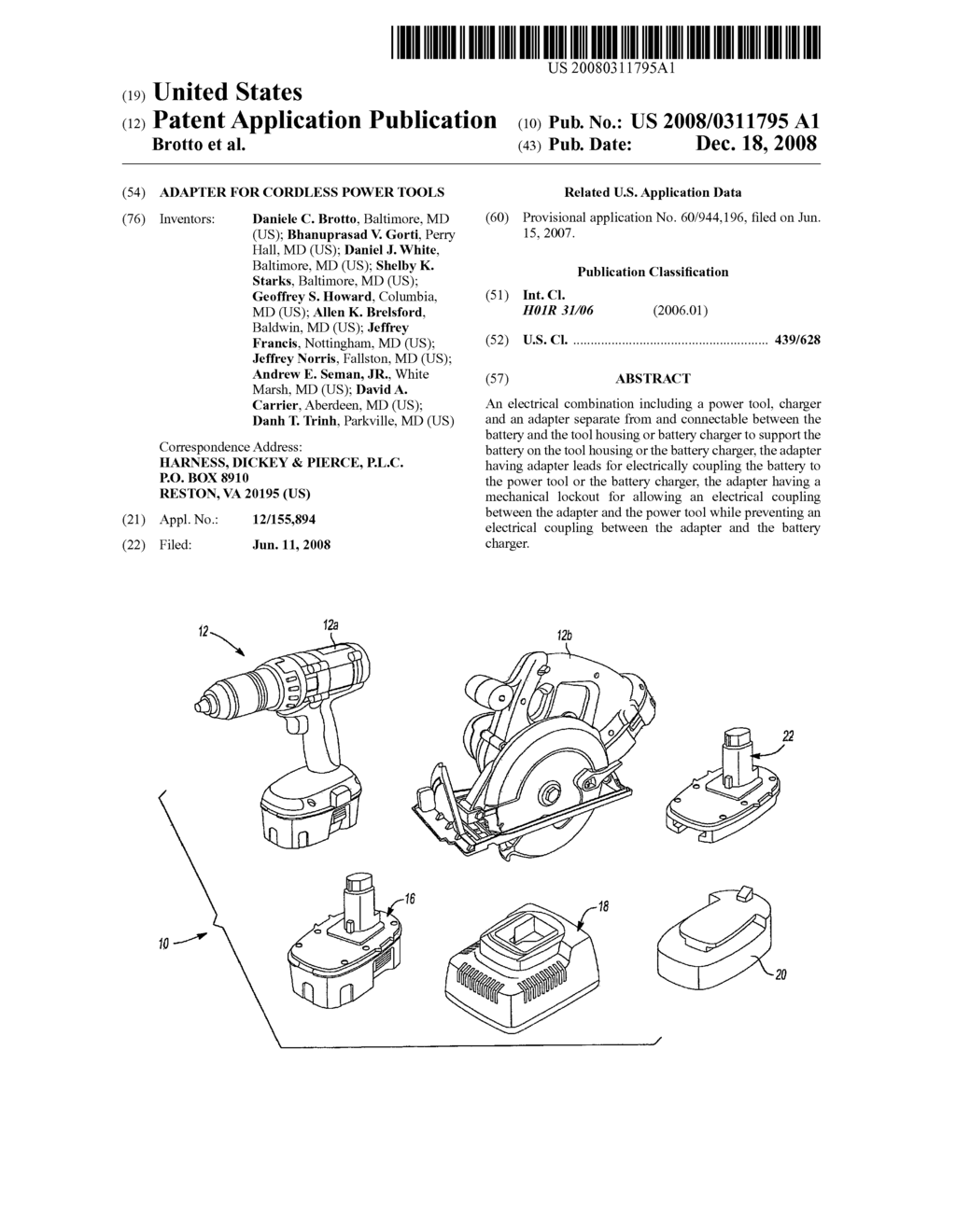 Adapter for cordless power tools - diagram, schematic, and image 01