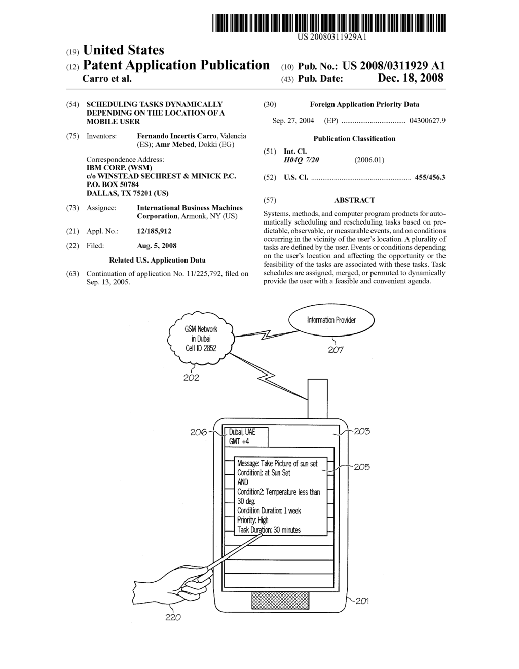 SCHEDULING TASKS DYNAMICALLY DEPENDING ON THE LOCATION OF A MOBILE USER - diagram, schematic, and image 01