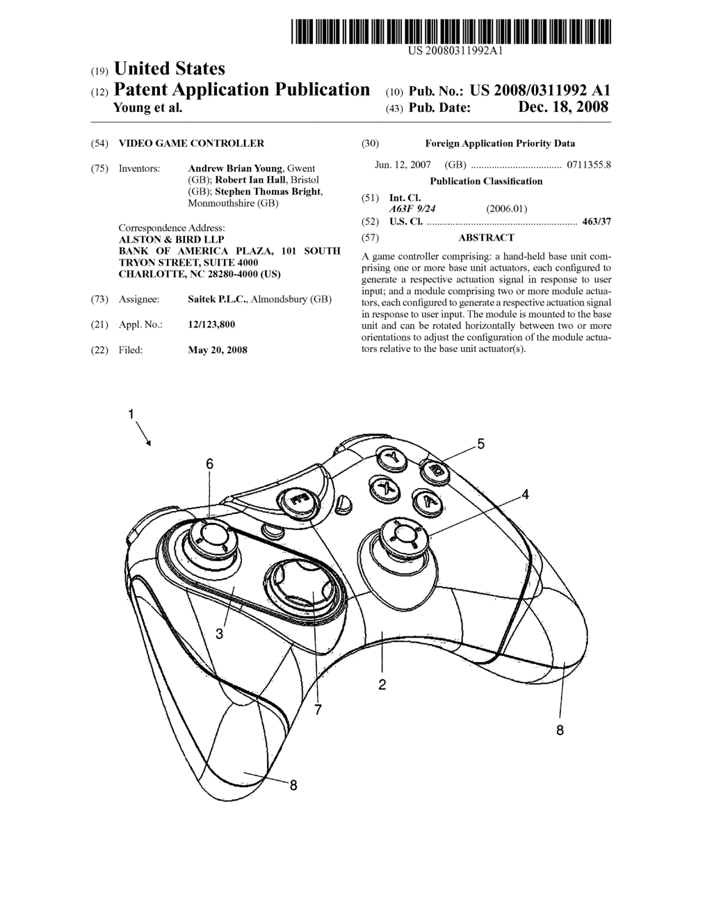 VIDEO GAME CONTROLLER - diagram, schematic, and image 01