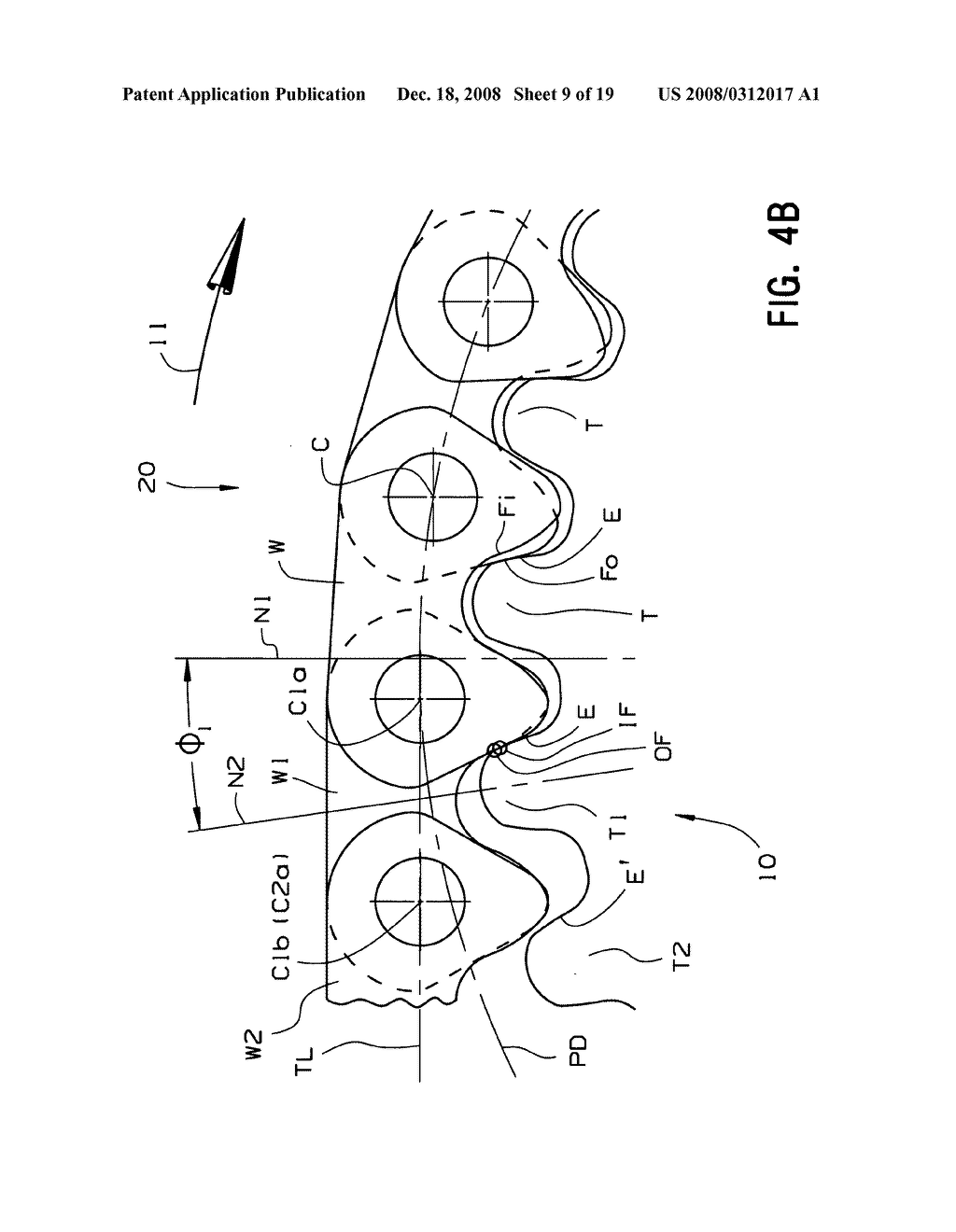 Inverted tooth chain sprocket with frequency modulated meshing - diagram, schematic, and image 10