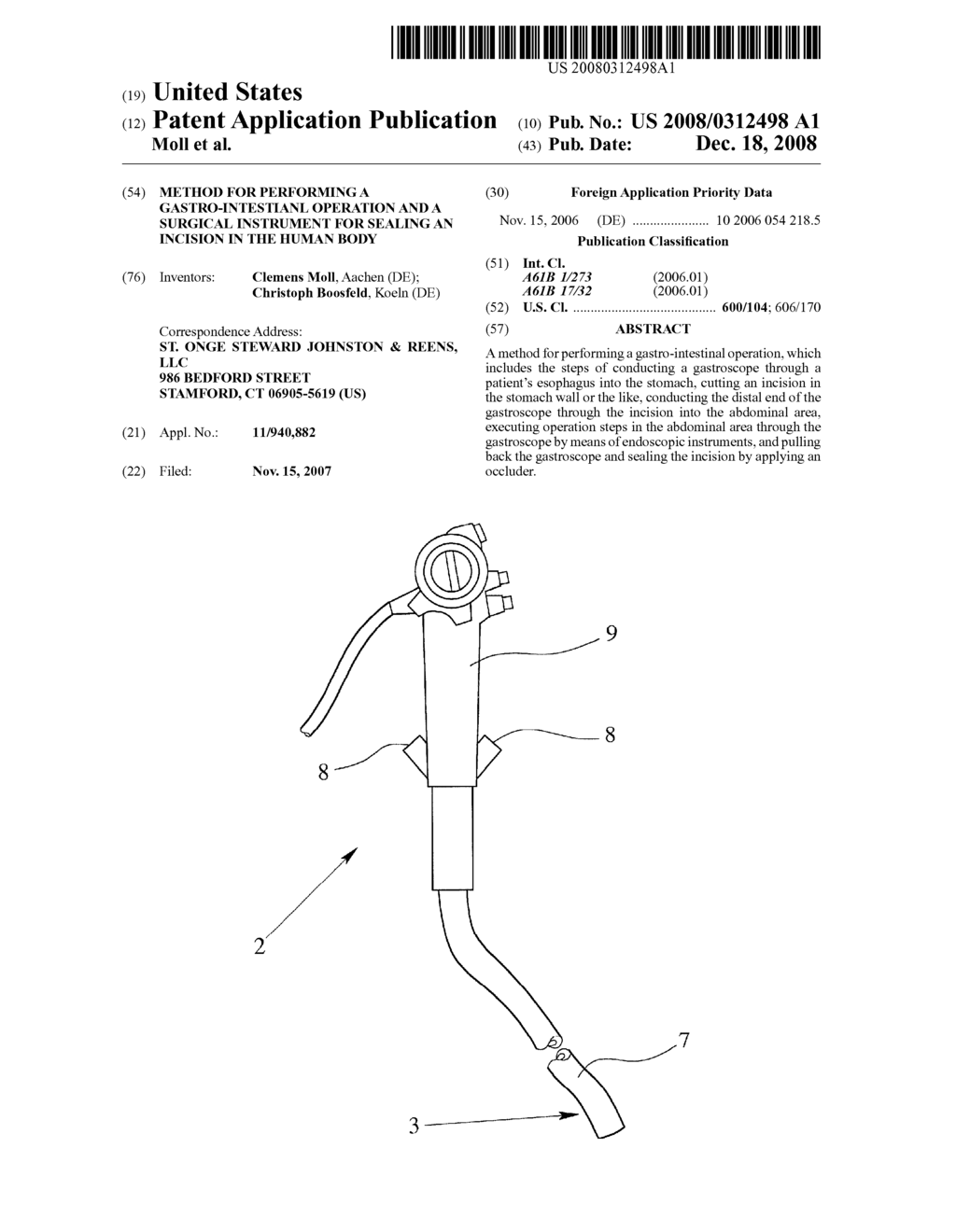 Method for performing a gastro-intestianl operation and a surgical instrument for sealing an incision in the human body - diagram, schematic, and image 01