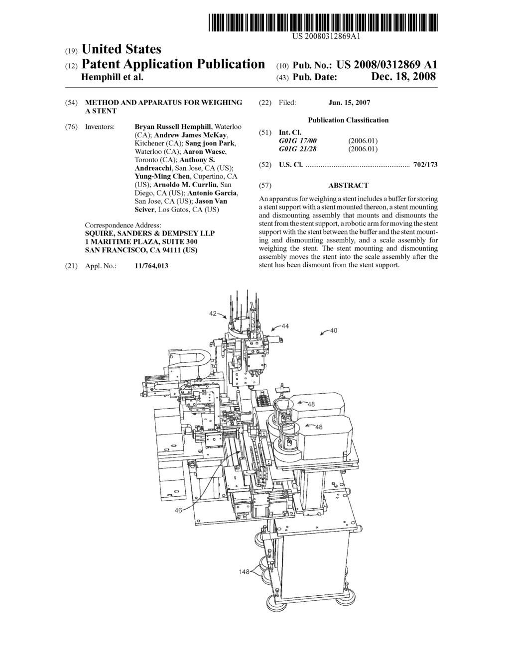 METHOD AND APPARATUS FOR WEIGHING A STENT - diagram, schematic, and image 01