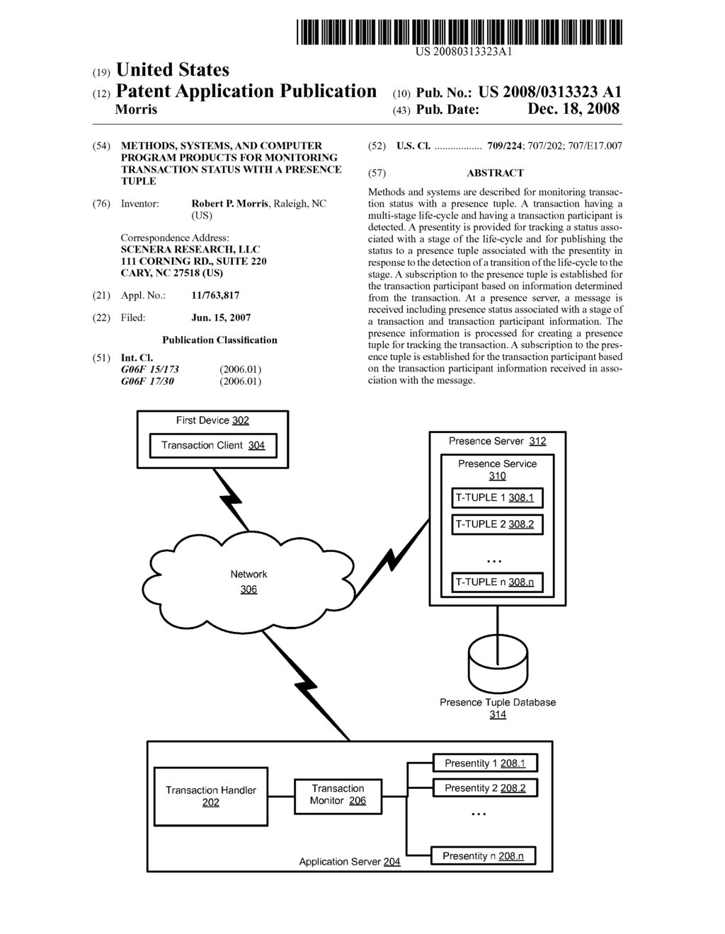 Methods, Systems, And Computer Program Products For Monitoring Transaction Status With A Presence Tuple - diagram, schematic, and image 01