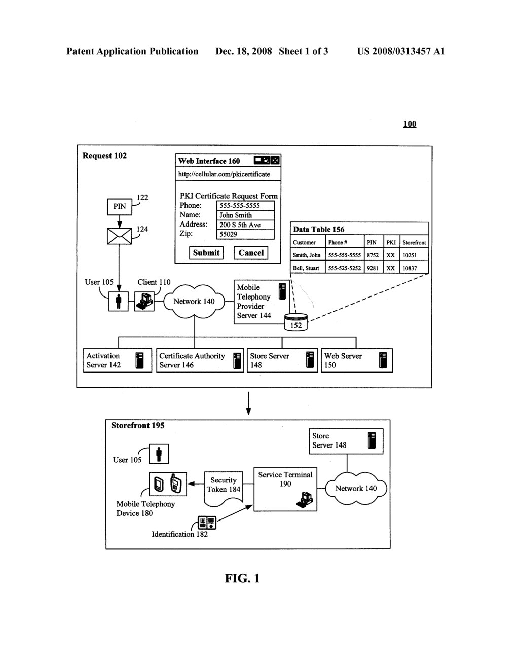 SECURE PHYSICAL DISTRIBUTION OF A SECURITY TOKEN THROUGH A MOBILE TELEPHONY PROVIDER'S INFRASTRUCTURE - diagram, schematic, and image 02