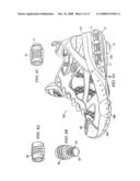 Wheeled footwear with spring suspension system diagram and image