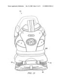 Wheeled footwear with spring suspension system diagram and image