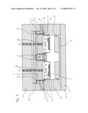 Method for the gastight packaging of objects using a film material fitting tightly on the objects and a device for the gastight packaging of objects diagram and image