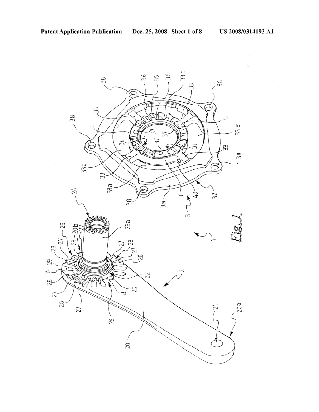 CRANK ARM ASSEMBLY AND RELATED CRANK ARM AND ELEMENT FOR TRANSMITTING TORQUE FROM THE CRANK ARM TO A BICYCLE CHAIN - diagram, schematic, and image 02