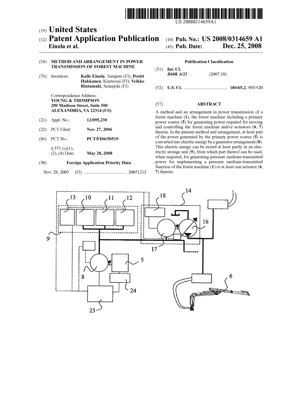 Method and Arrangement in Power Transmission of Forest Machine - diagram, schematic, and image 01