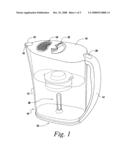 Portable, refillable water dispenser serving batches of water purified of organic and inorganic pollutants diagram and image