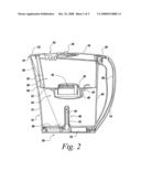 Portable, refillable water dispenser serving batches of water purified of organic and inorganic pollutants diagram and image