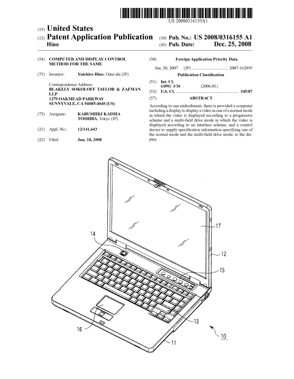 COMPUTER AND DISPLAY CONTROL METHOD FOR THE SAME - diagram, schematic, and image 01