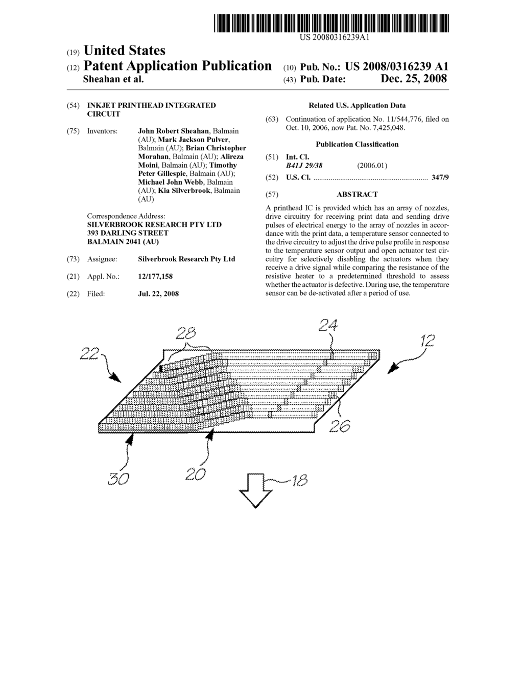 INKJET PRINTHEAD INTEGRATED CIRCUIT - diagram, schematic, and image 01