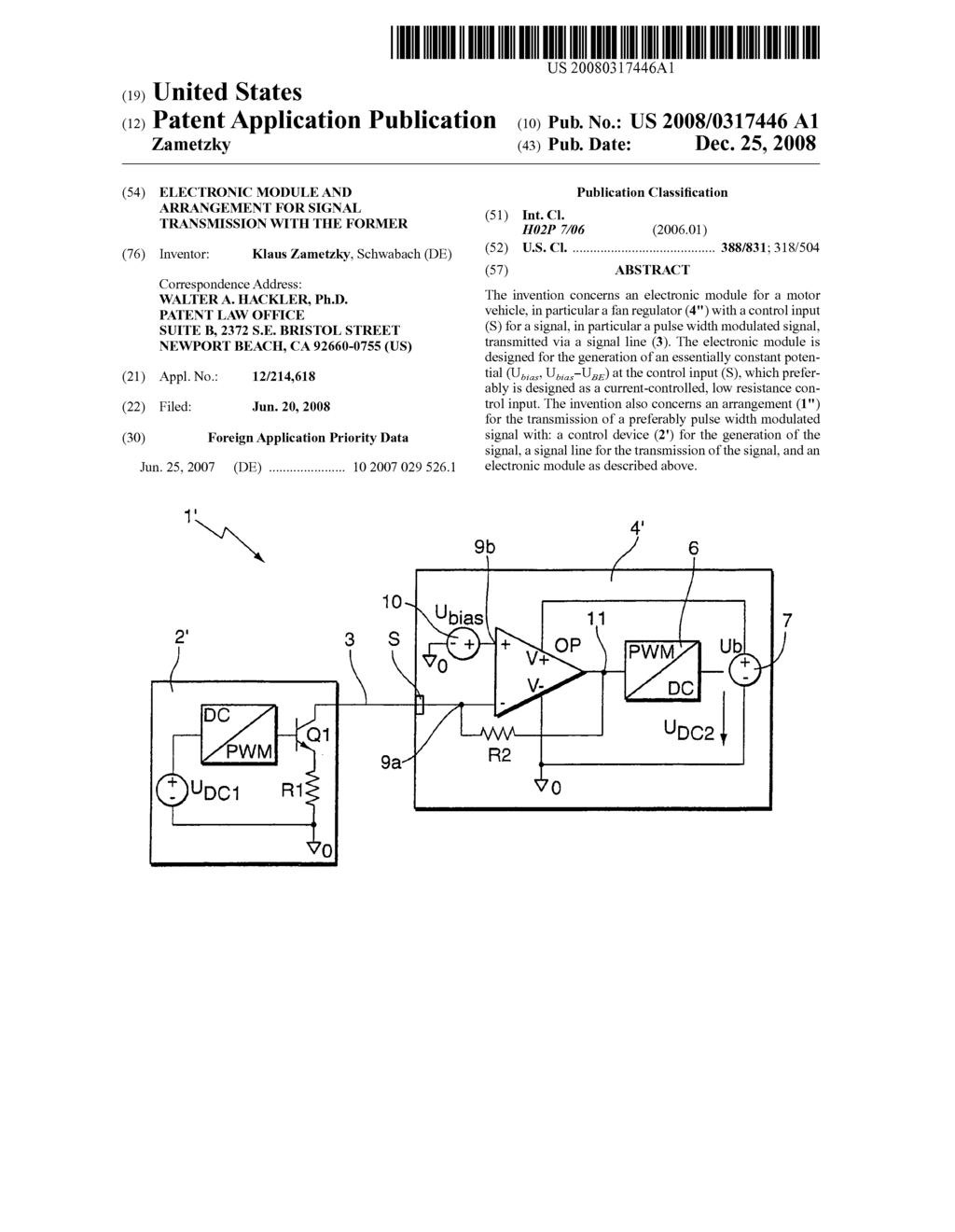 Electronic module and arrangement for signal transmission with the former - diagram, schematic, and image 01