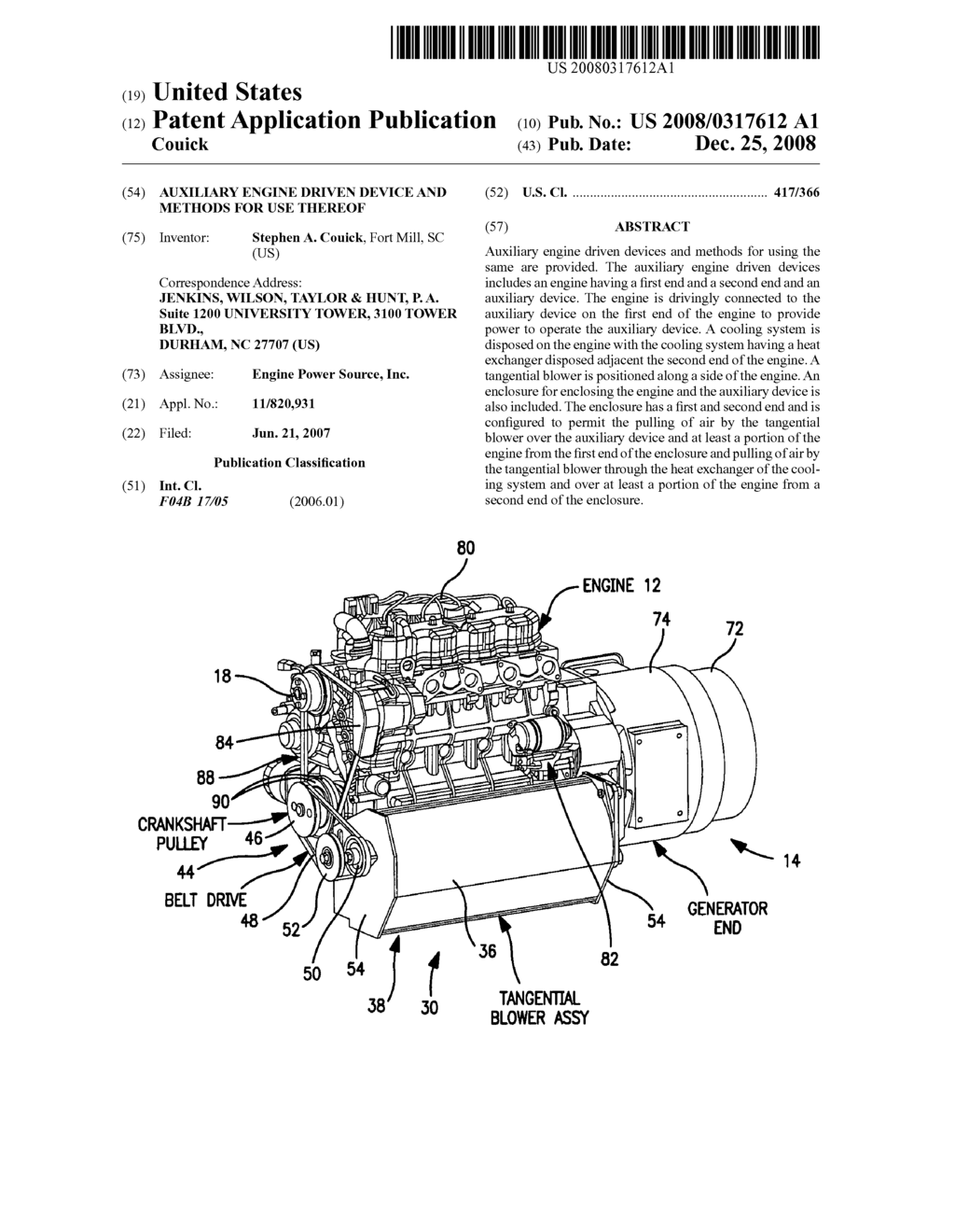 Auxiliary engine driven device and methods for use thereof - diagram, schematic, and image 01