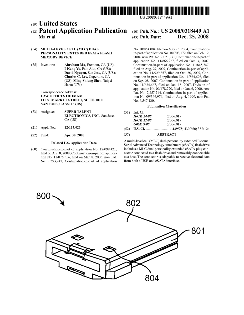 MULTI-LEVEL CELL (MLC) DUAL PERSONALITY EXTENDED eSATA FLASH MEMORY DEVICE - diagram, schematic, and image 01