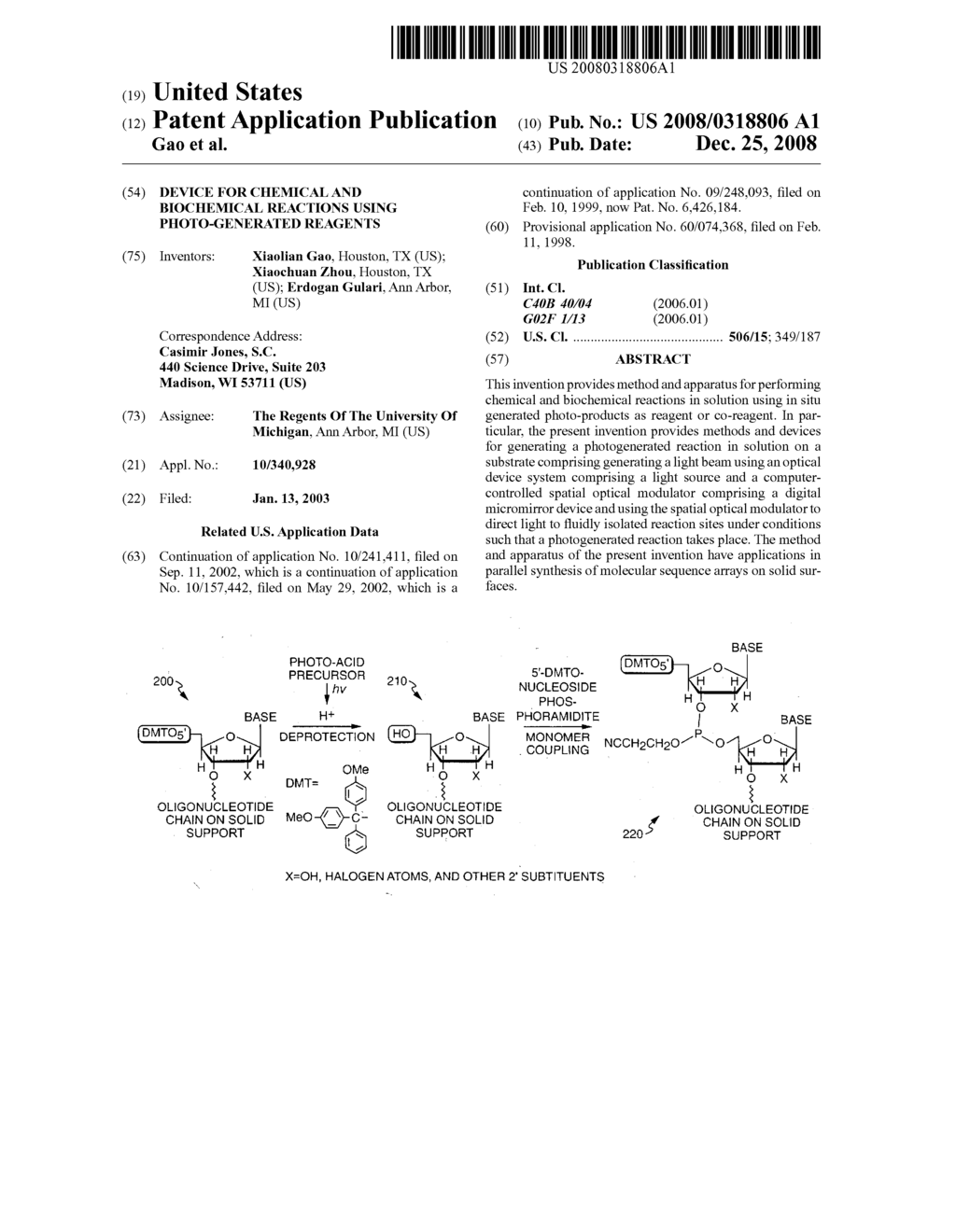 DEVICE FOR CHEMICAL AND BIOCHEMICAL REACTIONS USING PHOTO-GENERATED REAGENTS - diagram, schematic, and image 01