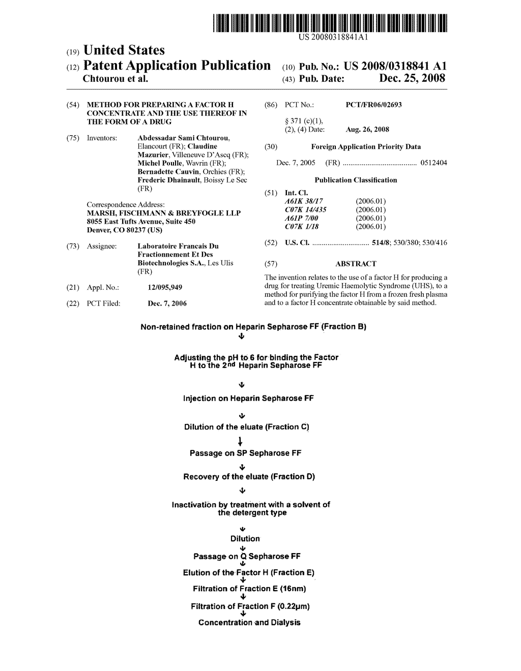 Method For Preparing a Factor H Concentrate and the Use Thereof in the Form of a Drug - diagram, schematic, and image 01