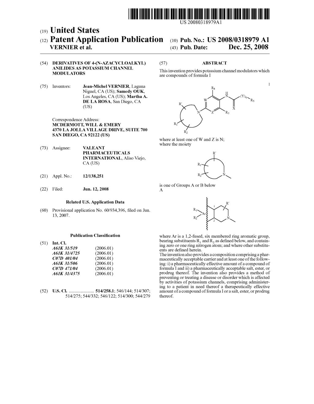 DERIVATIVES OF 4-(N-AZACYCLOALKYL) ANILIDES AS POTASSIUM CHANNEL MODULATORS - diagram, schematic, and image 01