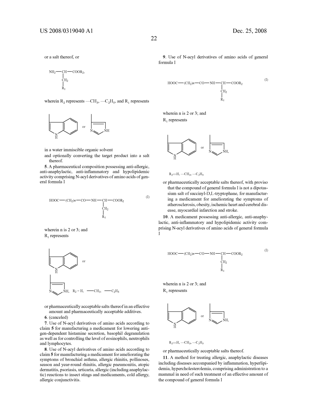 N-Acylic Aminoacid Derivatives, Method For The Production Thereof, Pharmacological Composition And The Use In The Form Anti-Allergic, Anti-Inflammatory And Hypolipidemic Agents - diagram, schematic, and image 23
