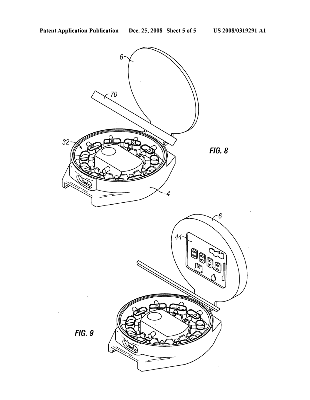 Blood Testing Apparatus Having a Rotatable Cartridge with Multiple Lancing Elements and Testing Means - diagram, schematic, and image 06