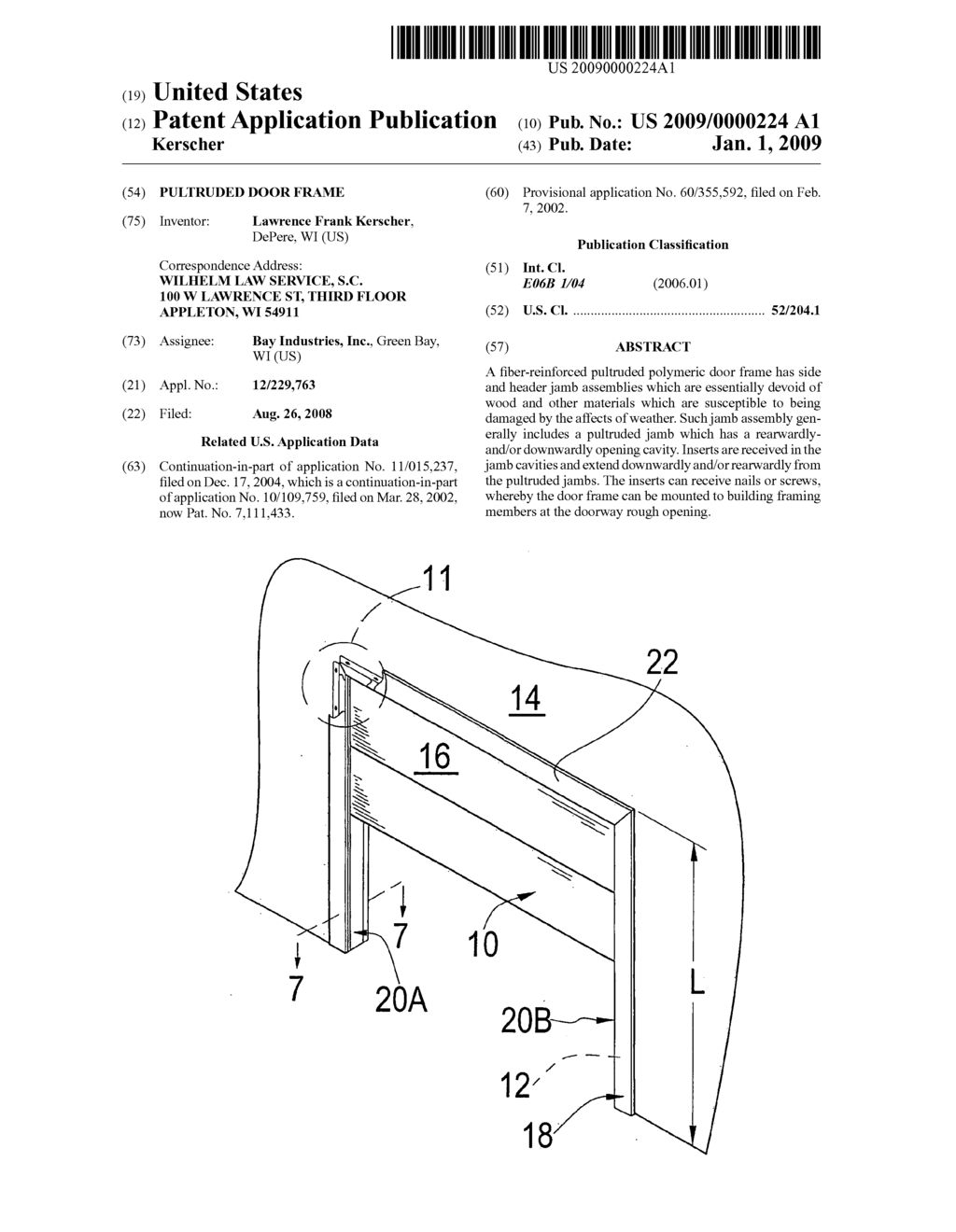 Pultruded door frame - diagram, schematic, and image 01