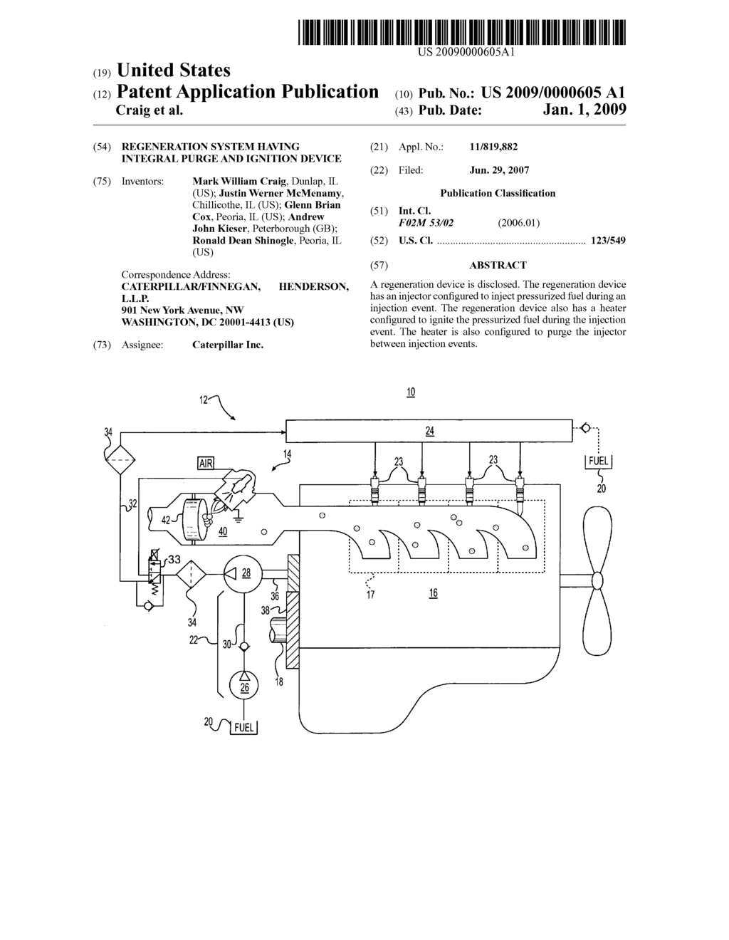 Regeneration system having integral purge and ignition device - diagram, schematic, and image 01