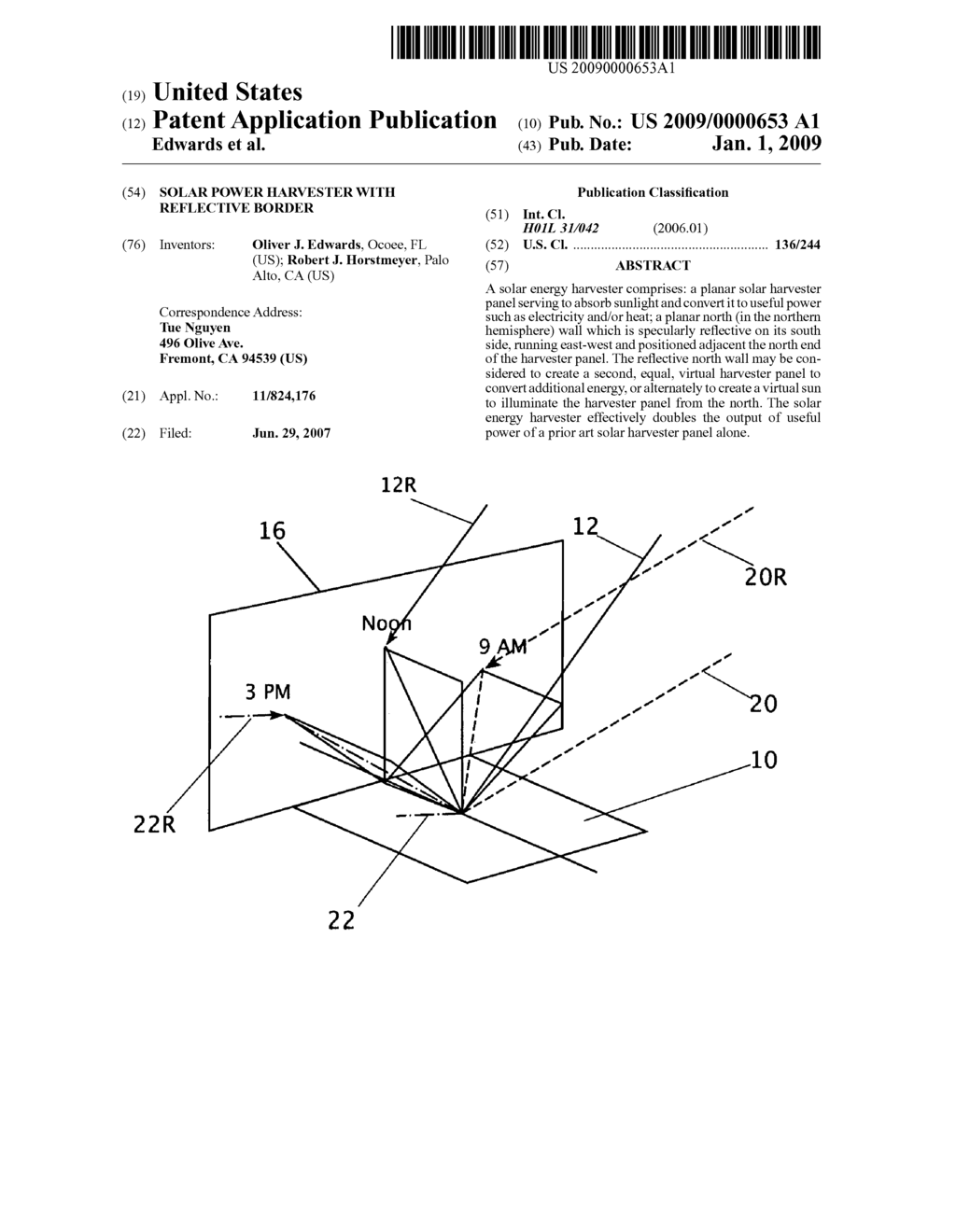 Solar power harvester with reflective border - diagram, schematic, and image 01