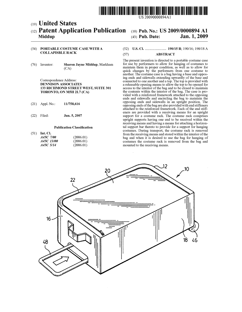 PORTABLE COSTUME CASE WITH A COLLAPISBLE RACK - diagram, schematic, and image 01