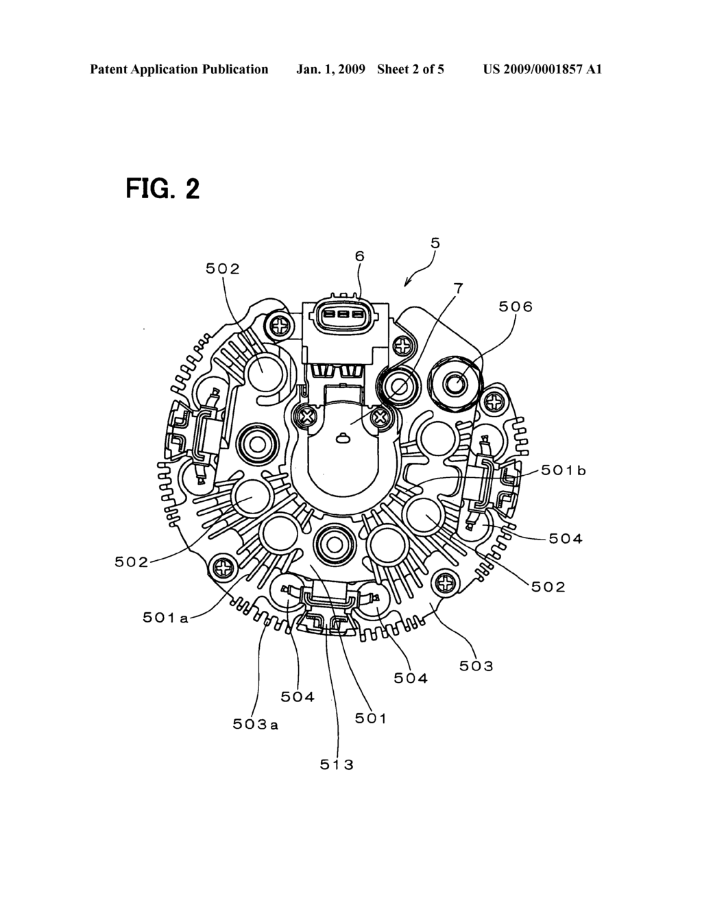 Automotive alternator having rectifier device - diagram, schematic, and image 03
