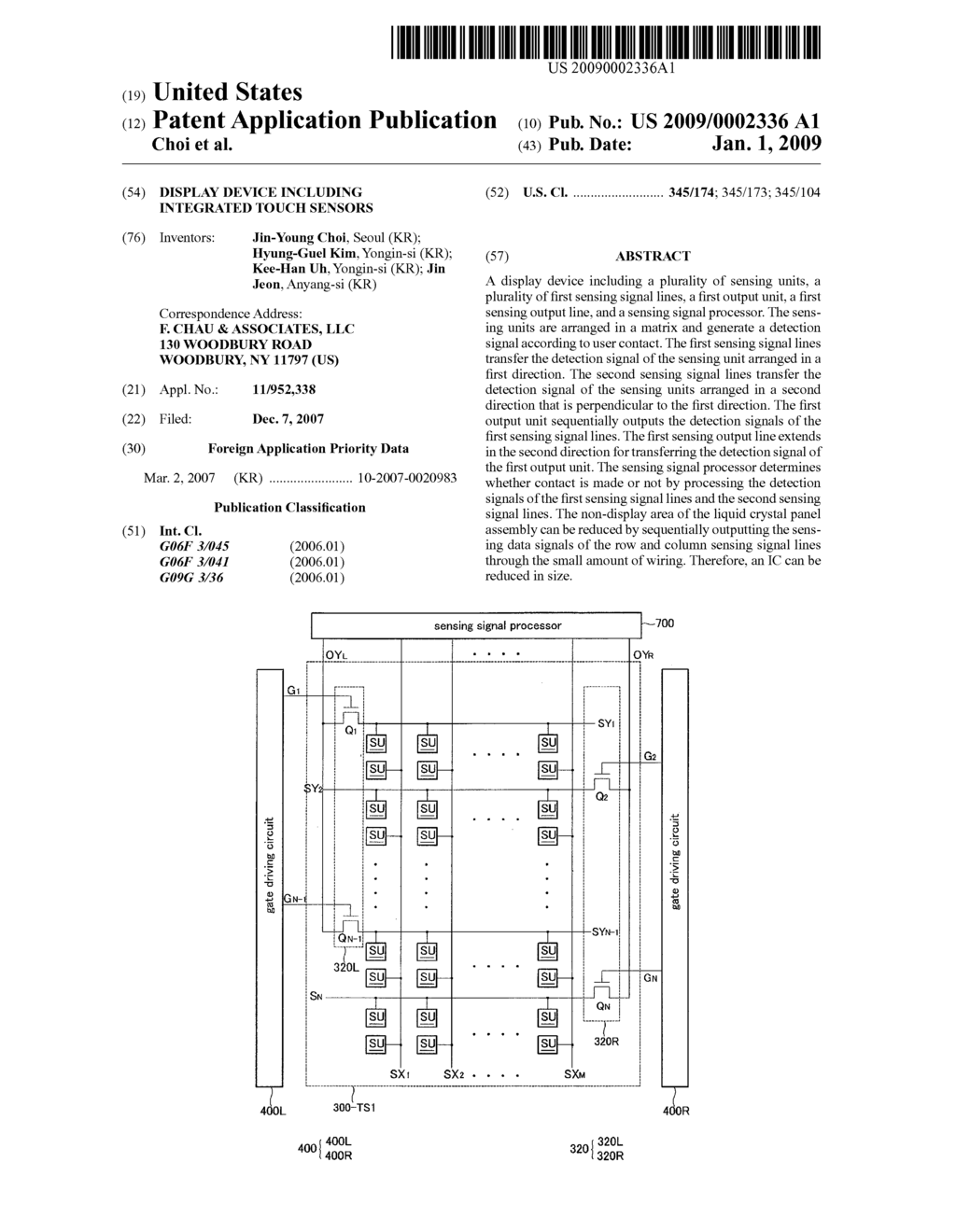 DISPLAY DEVICE INCLUDING INTEGRATED TOUCH SENSORS - diagram, schematic, and image 01