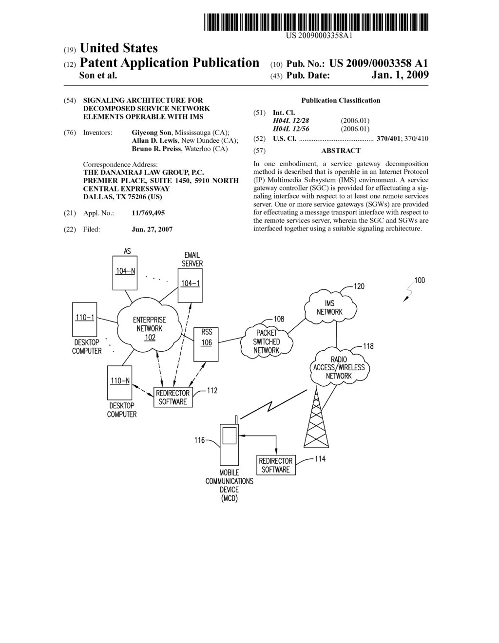 Signaling Architecture for Decomposed Service Network Elements Operable with IMS - diagram, schematic, and image 01