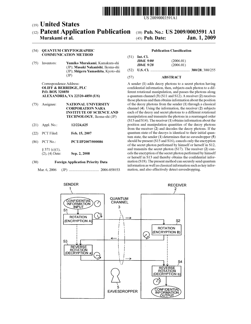 Quantum Cryptographic Communication Method - diagram, schematic, and image 01