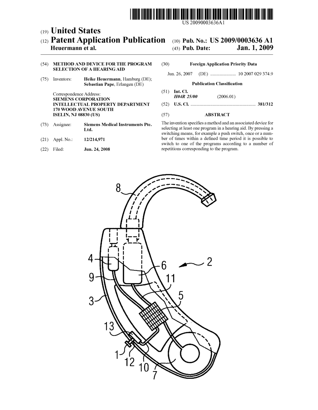 Method and device for the program selection of a hearing aid - diagram, schematic, and image 01