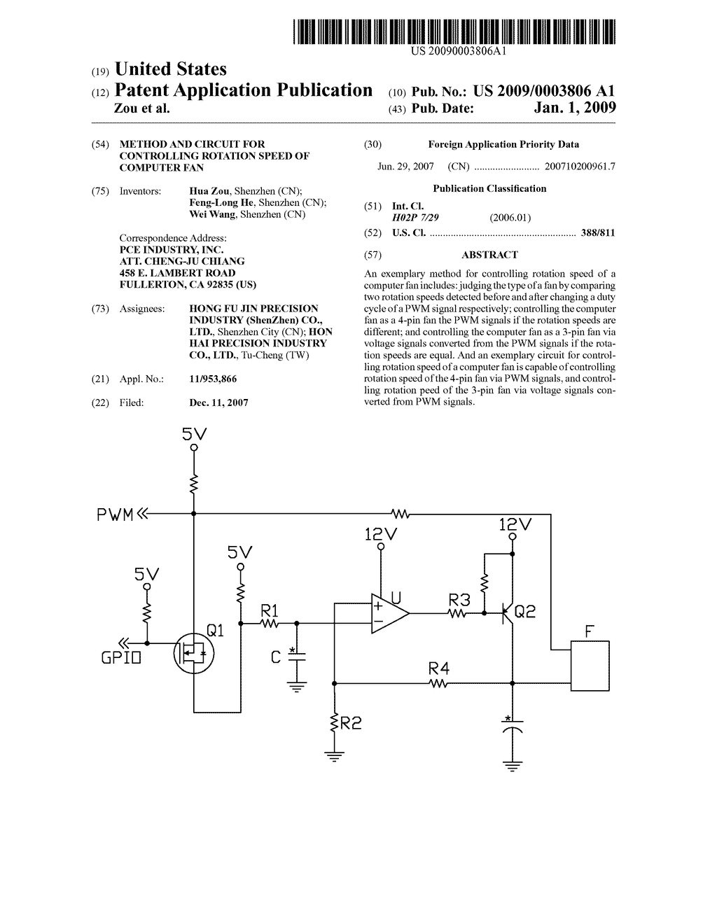 Method and circuit for controlling rotation speed of computer fan - diagram, schematic, and image 01