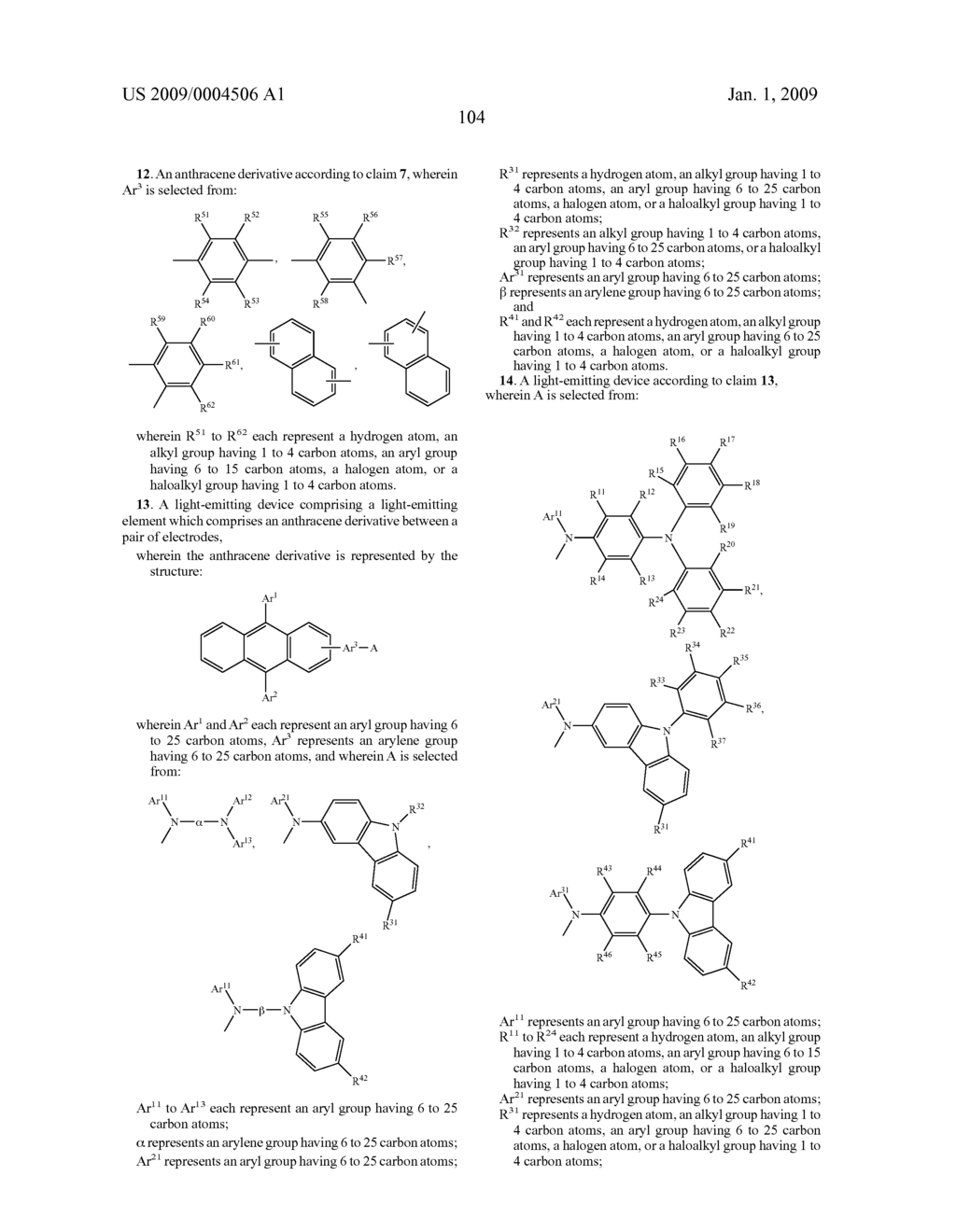 Anthracene Derivatives and Light-Emitting Devices Using the Anthracene Derivatives - diagram, schematic, and image 150