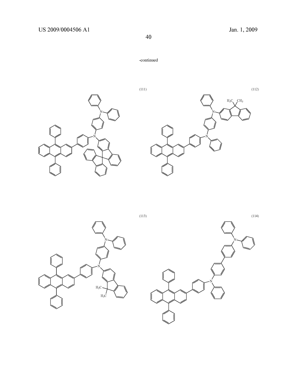 Anthracene Derivatives and Light-Emitting Devices Using the Anthracene Derivatives - diagram, schematic, and image 86