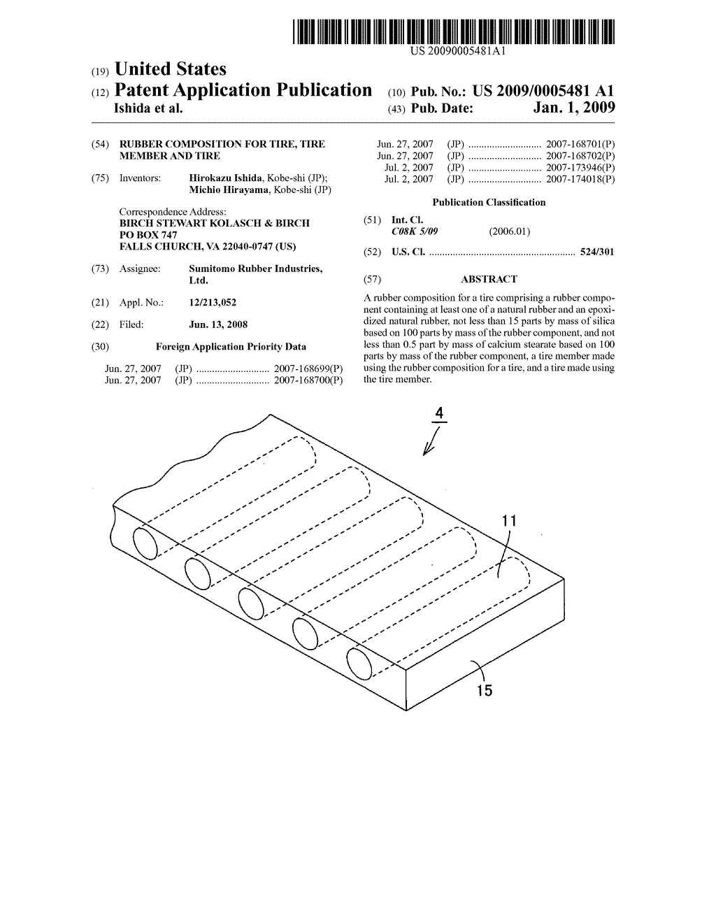 Rubber composition for tire, tire member and tire - diagram, schematic, and image 01