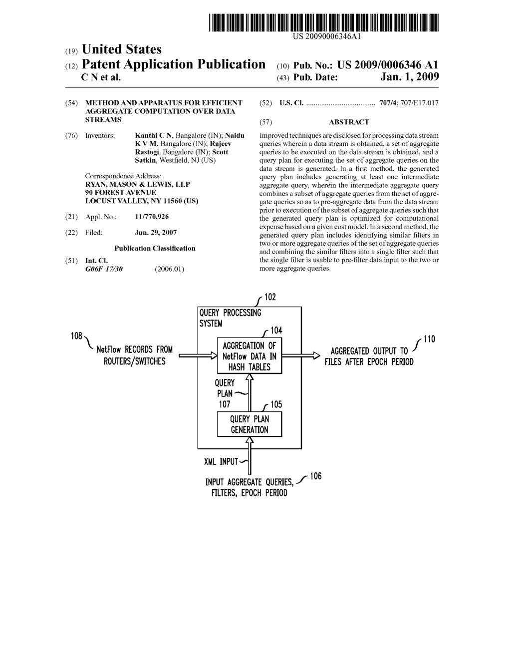 Method and Apparatus for Efficient Aggregate Computation over Data Streams - diagram, schematic, and image 01