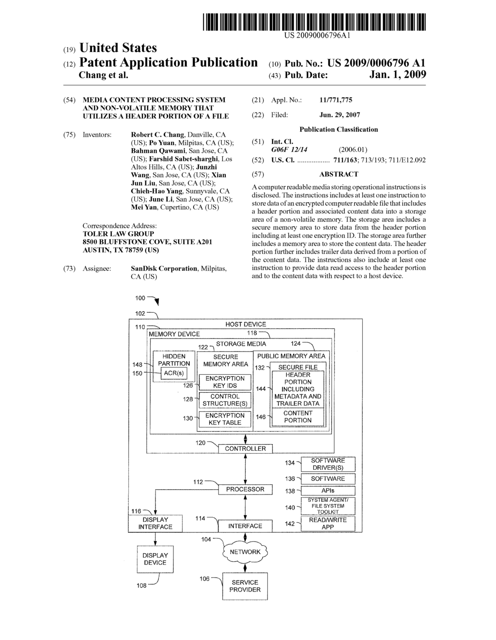 Media Content Processing System and Non-Volatile Memory That Utilizes A Header Portion of a File - diagram, schematic, and image 01