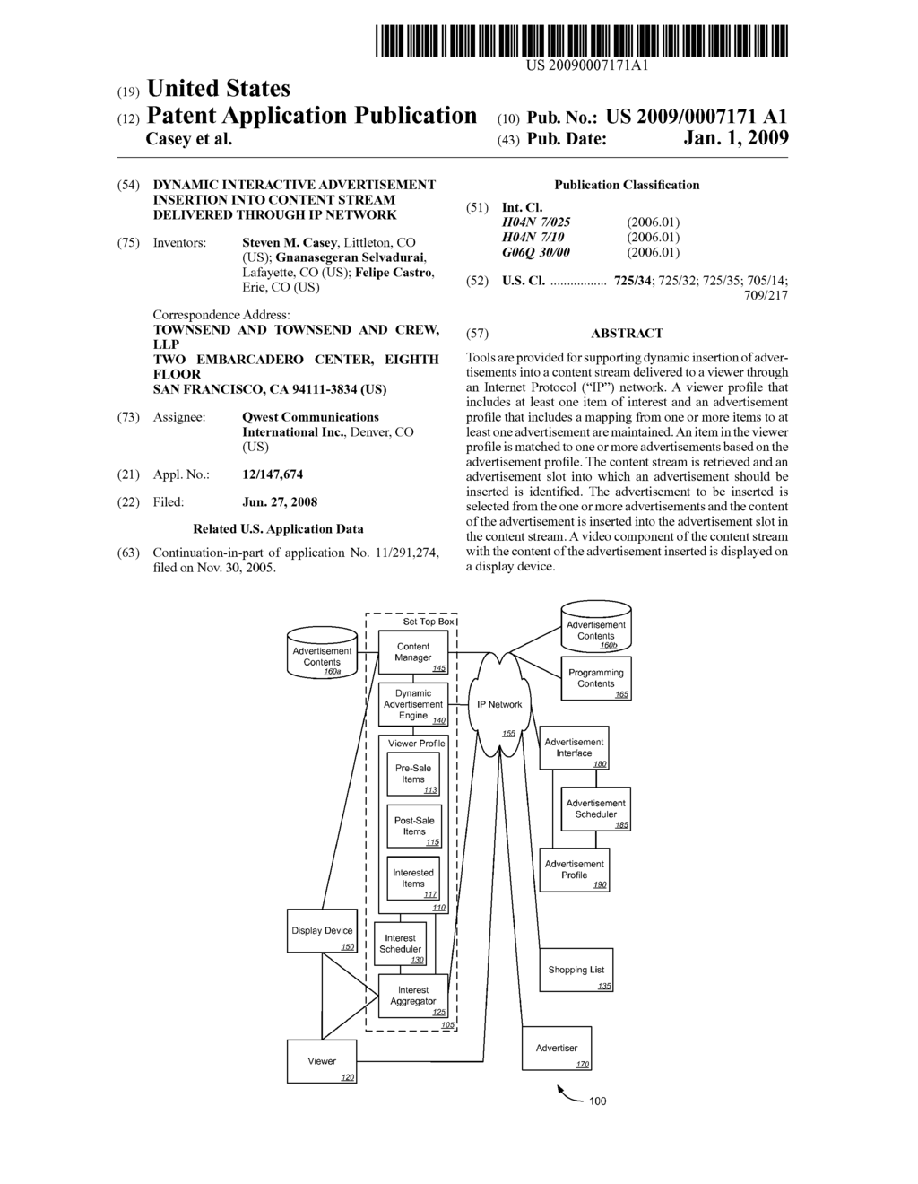 DYNAMIC INTERACTIVE ADVERTISEMENT INSERTION INTO CONTENT STREAM DELIVERED THROUGH IP NETWORK - diagram, schematic, and image 01