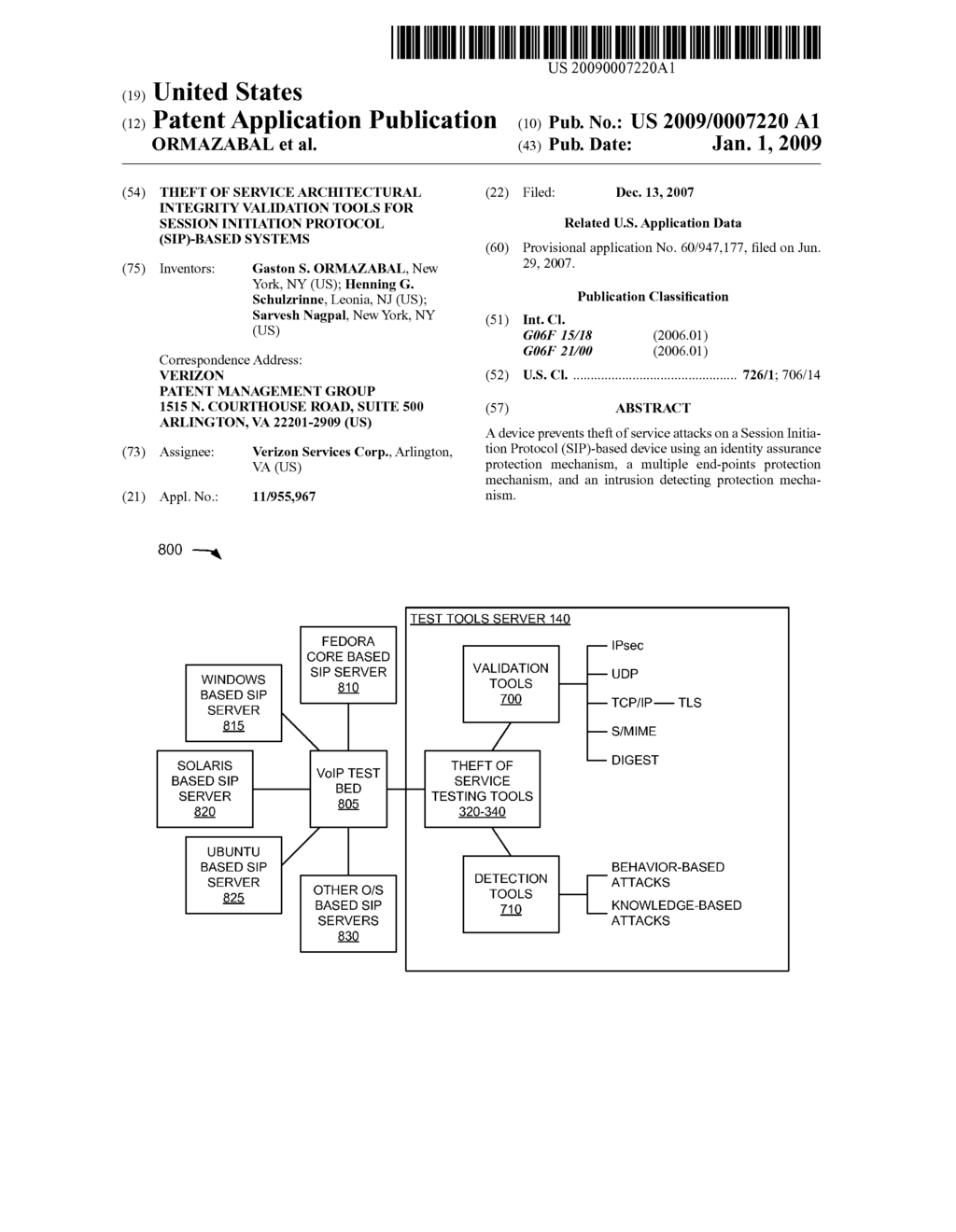 THEFT OF SERVICE ARCHITECTURAL INTEGRITY VALIDATION TOOLS FOR SESSION INITIATION PROTOCOL (SIP)-BASED SYSTEMS - diagram, schematic, and image 01