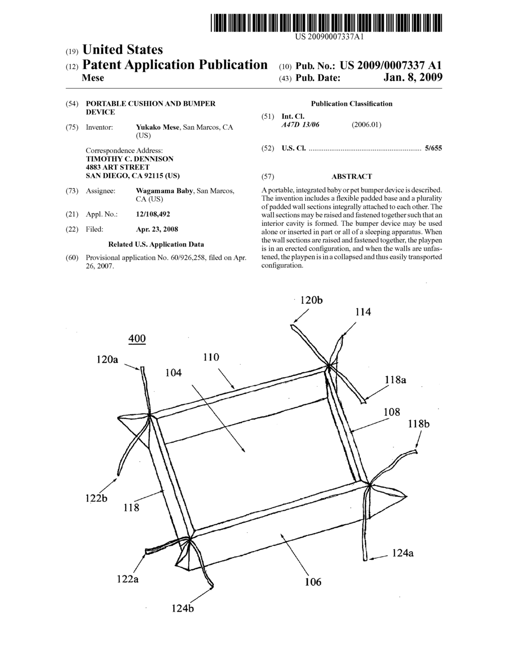 PORTABLE CUSHION AND BUMPER DEVICE - diagram, schematic, and image 01