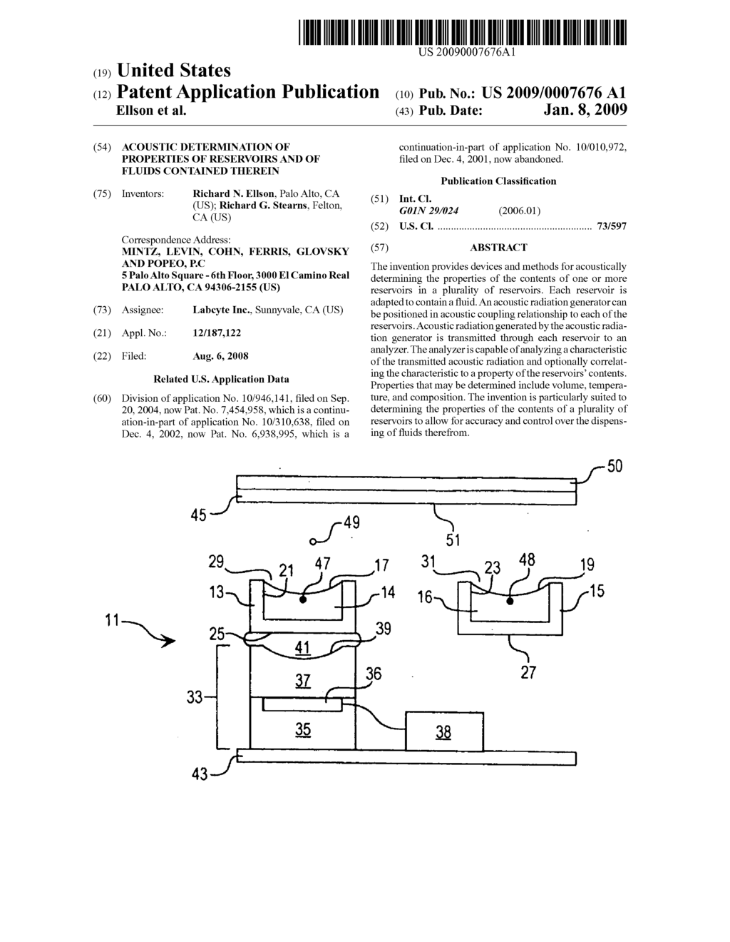 ACOUSTIC DETERMINATION OF PROPERTIES OF RESERVOIRS AND OF FLUIDS CONTAINED THEREIN - diagram, schematic, and image 01