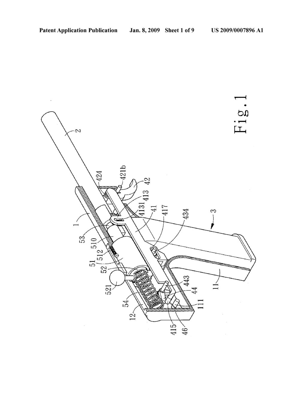 Pneumatically and Manually Actuating Toy Gun Structure - diagram, schematic, and image 02