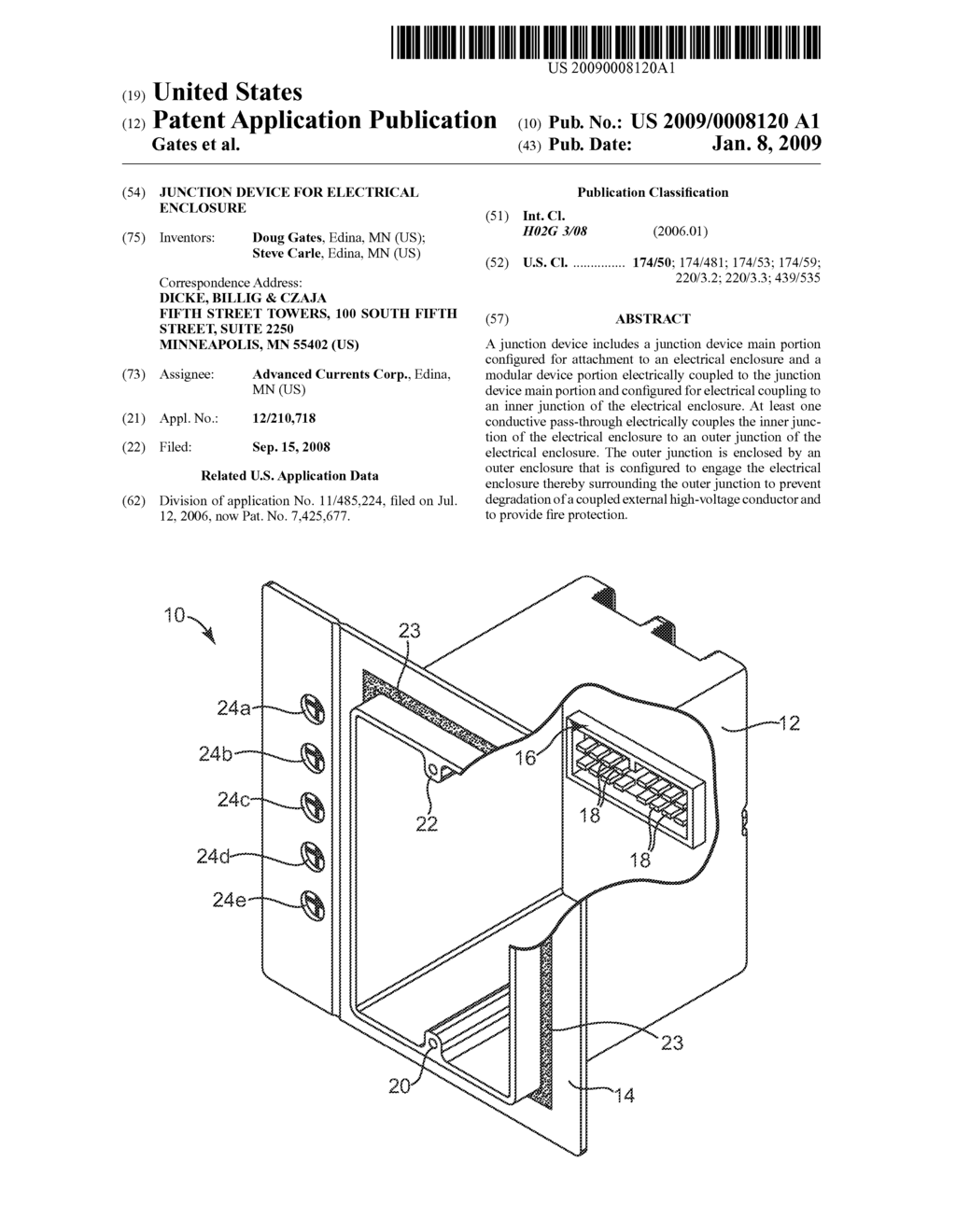 JUNCTION DEVICE FOR ELECTRICAL ENCLOSURE - diagram, schematic, and image 01