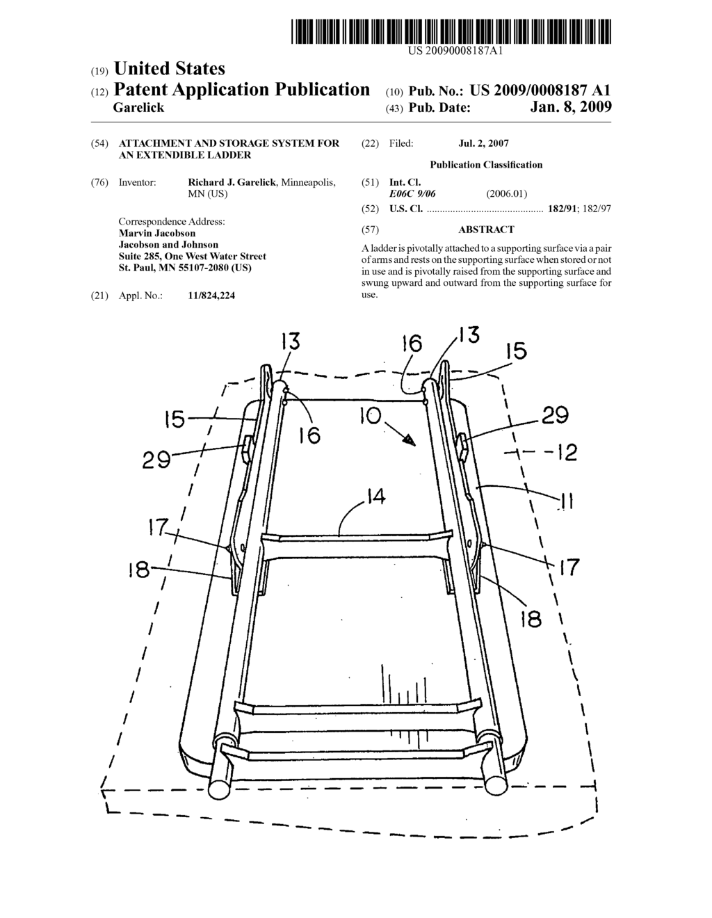 Attachment and storage system for an extendible ladder - diagram, schematic, and image 01