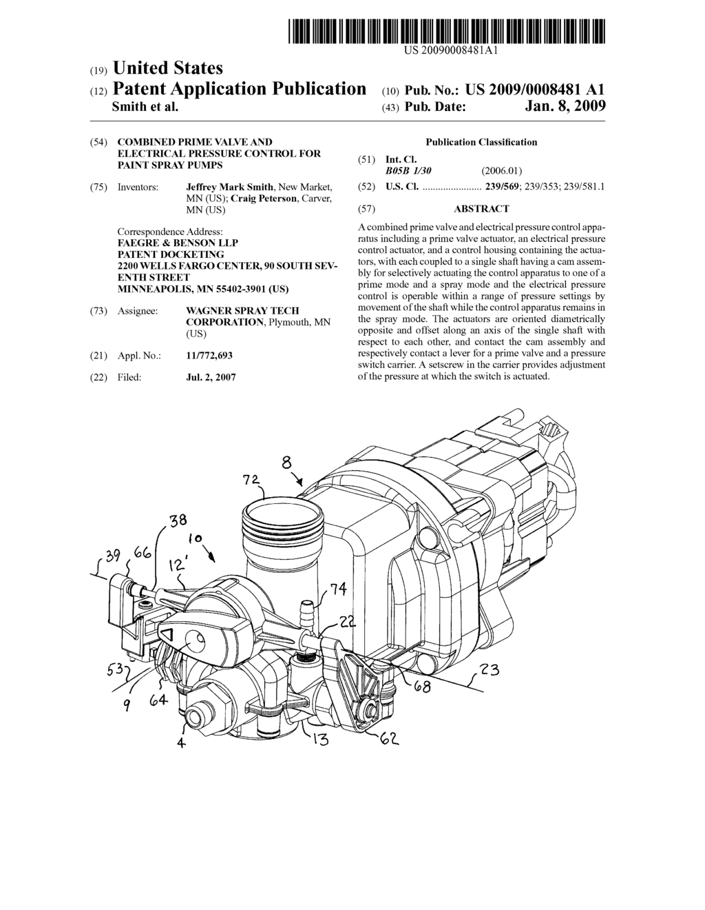 COMBINED PRIME VALVE AND ELECTRICAL PRESSURE CONTROL FOR PAINT SPRAY PUMPS - diagram, schematic, and image 01