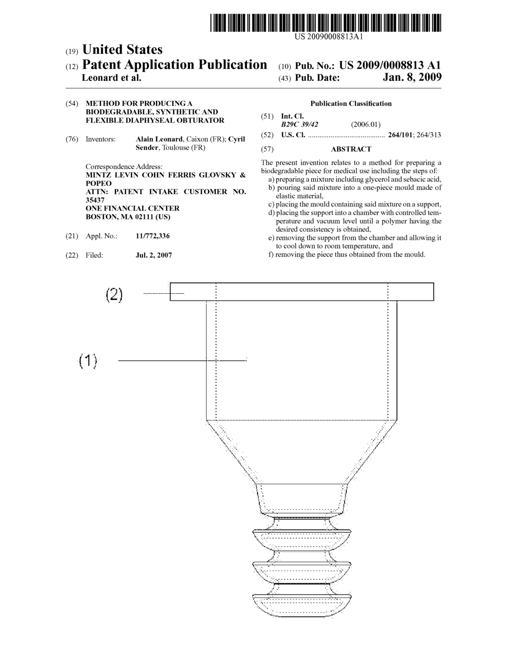 METHOD FOR PRODUCING A BIODEGRADABLE, SYNTHETIC AND FLEXIBLE DIAPHYSEAL OBTURATOR - diagram, schematic, and image 01