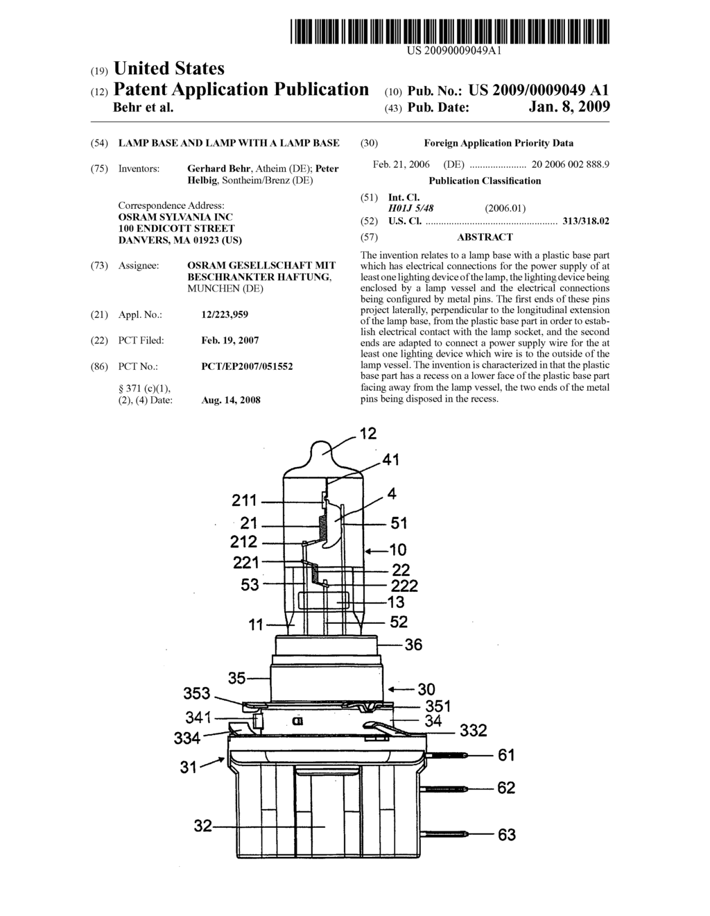 Lamp Base and Lamp With a Lamp Base - diagram, schematic, and image 01